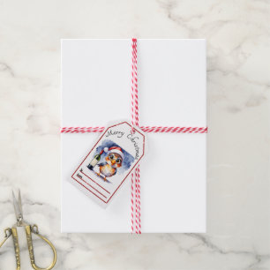 Festive bird and wine Christmas tag