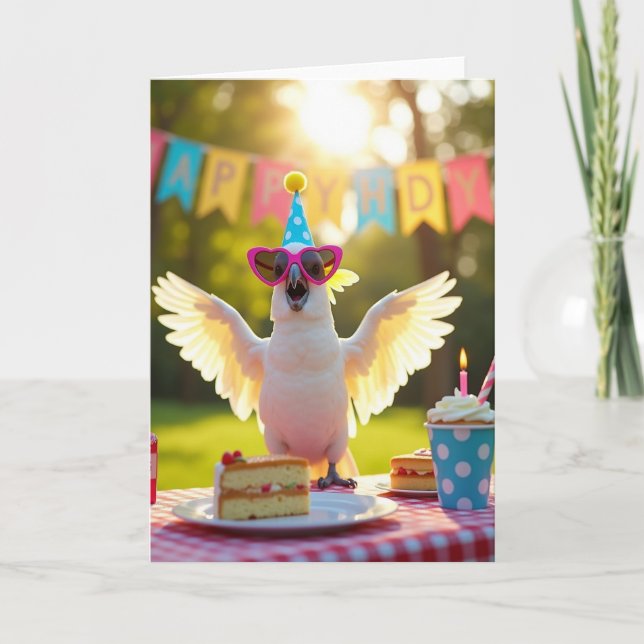 Festive Bird Birthday Card (Front)