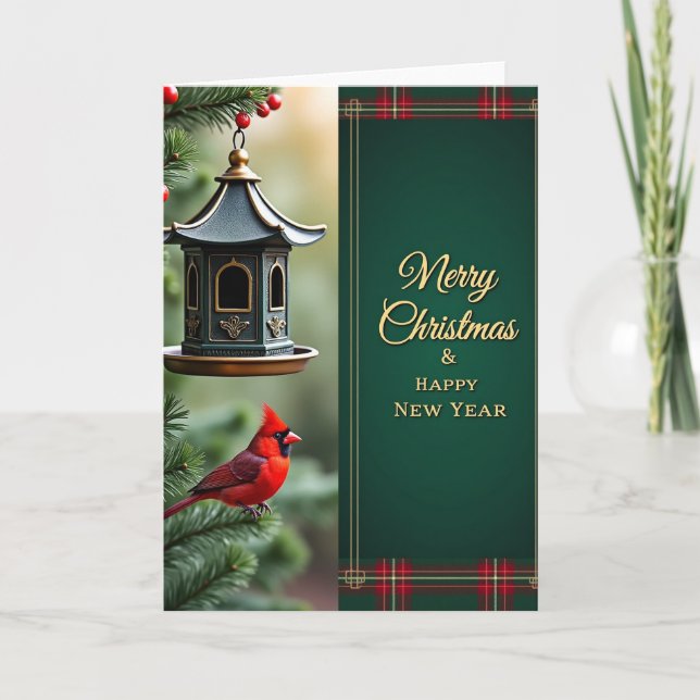 Festive Bird Evergreen Card (Front)