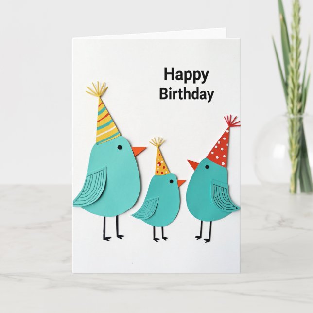 Festive Bird Trio Card (Front)
