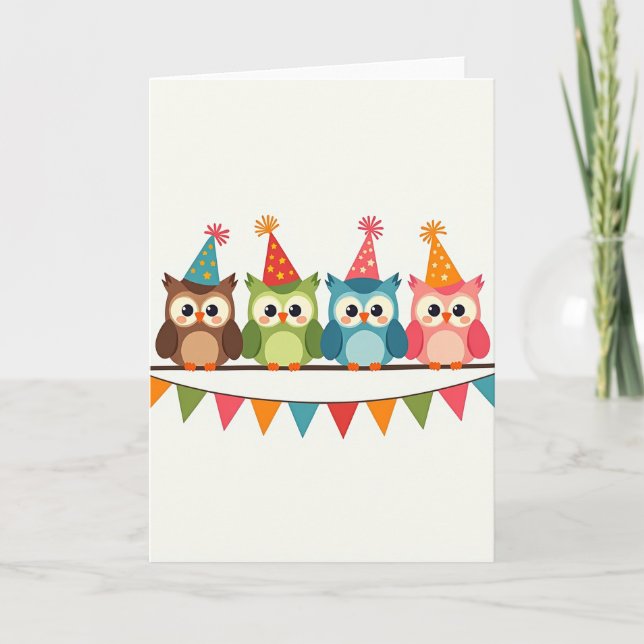 Festive Birds Hat Card (Front)