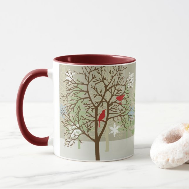 Festive Birds Mug (With Donut)