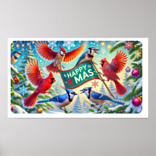 Festive Birds of the USA:Spreading Christmas Cheer Poster