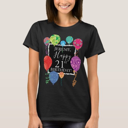Festive Birthday Balloons Add Name and Age T_Shirt