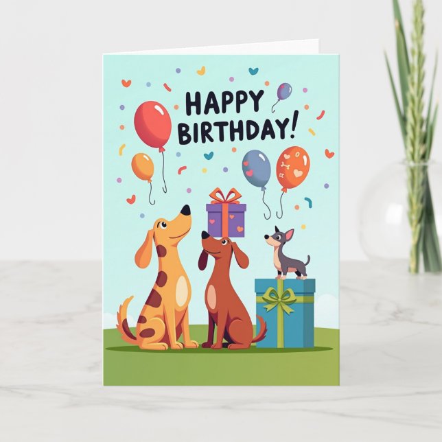 Festive Birthday Balloons Card (Front)