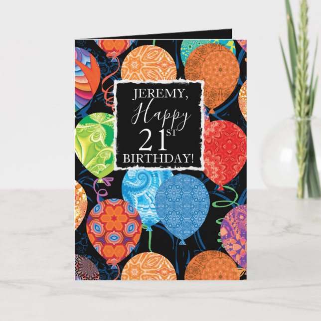 Festive Birthday Balloons For Him Card (Front)