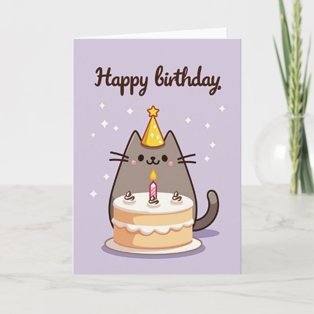 Festive Birthday Cake Design Card (Front)