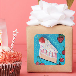 Festive Birthday Cake Fun Party Sticker