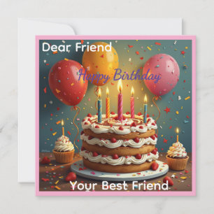 Festive Birthday Cake with Balloons and Cupcakes Invitation
