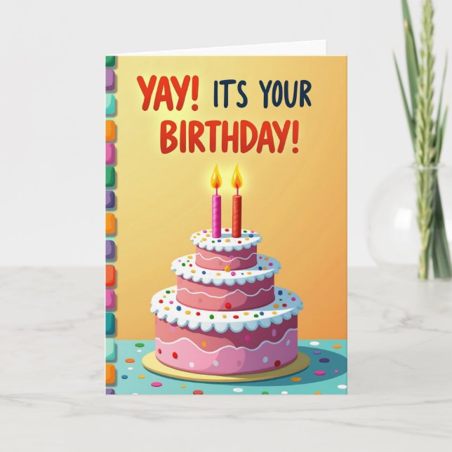 Festive Birthday Candles Card (Front)