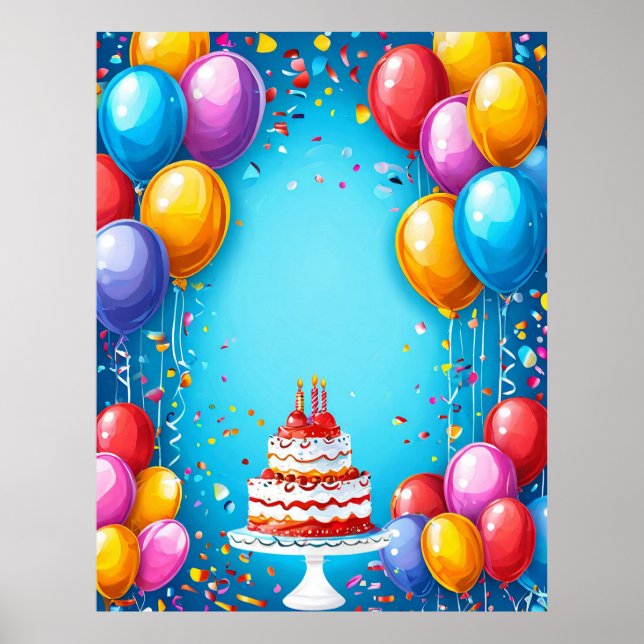 Festive Birthday Celebration With Balloons Poster (Front)