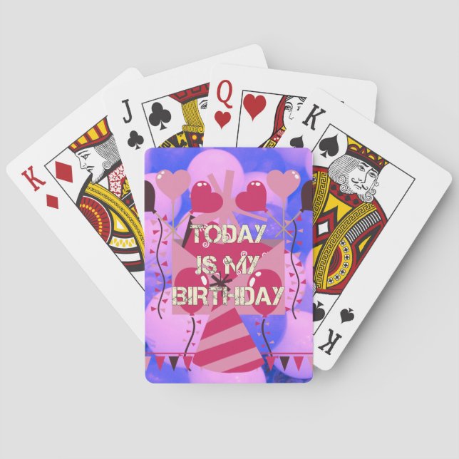 Festive Birthday Design: Today is my Birthday Poker Cards (Back)