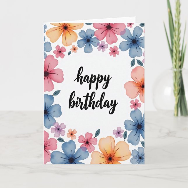 Festive Birthday Flower Card (Front)