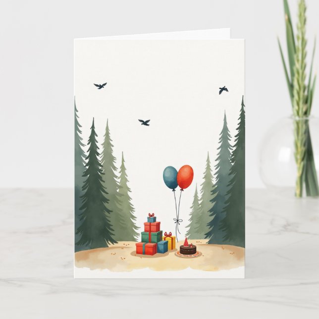 Festive Birthday Gift Stack Card (Front)