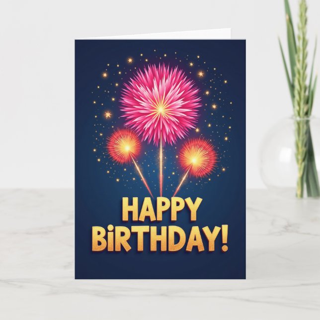 Festive Birthday Night Sky Card (Front)