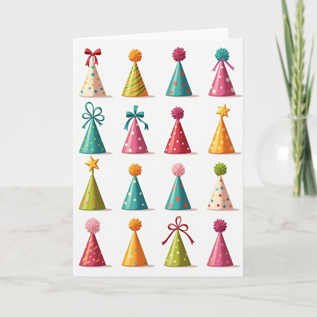 Festive Birthday Patterned Hats Card (Front)