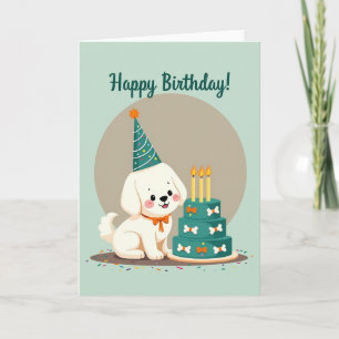 Festive Birthday Puppy Cake Card