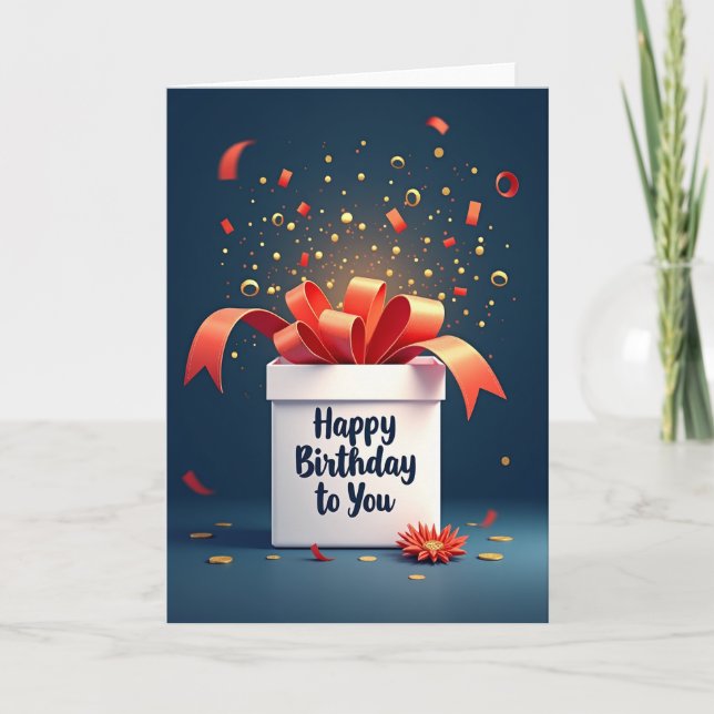Festive Birthday Ribbon Card (Front)