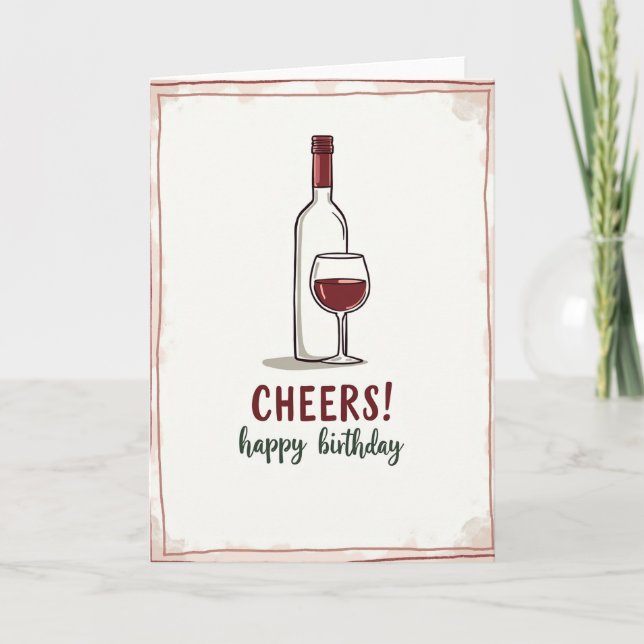 Festive Birthday Ruby Goblet Card (Front)