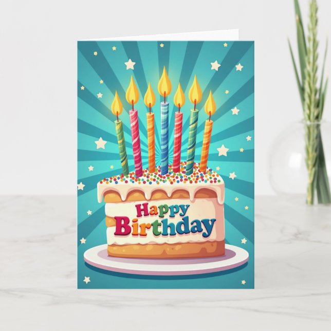 Festive Birthday Sprinkle Cake Card (Front)