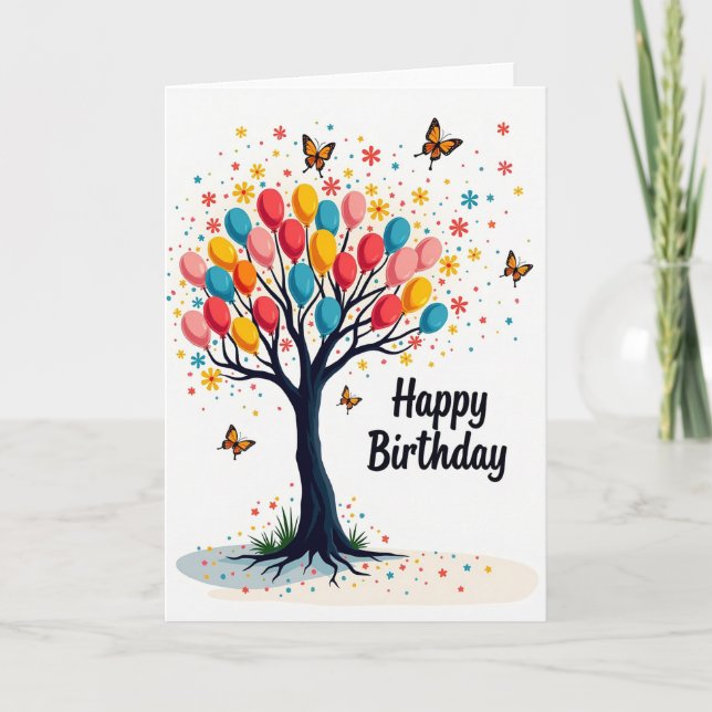 Festive Birthday Tree Card (Front)
