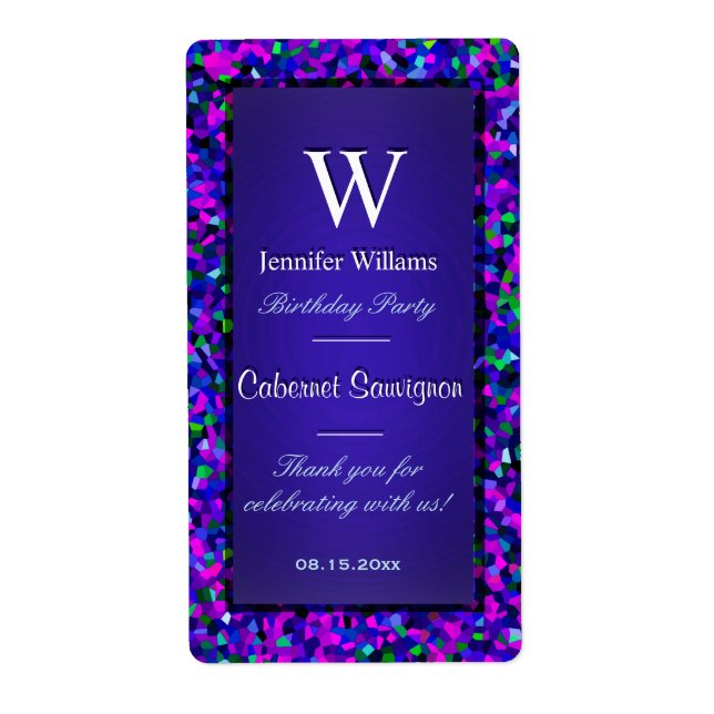 Festive Birthday Wine Label Confetti (Front)