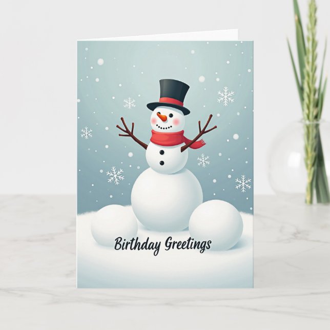 Festive Birthday Winter Scene Card (Front)