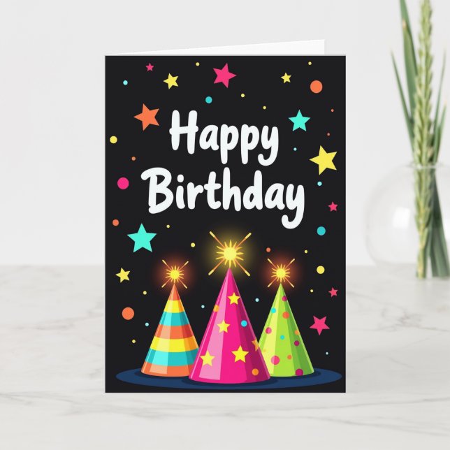 Festive Black Birthday Card (Front)