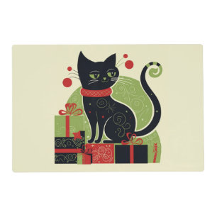 Festive Black Cat Placemat