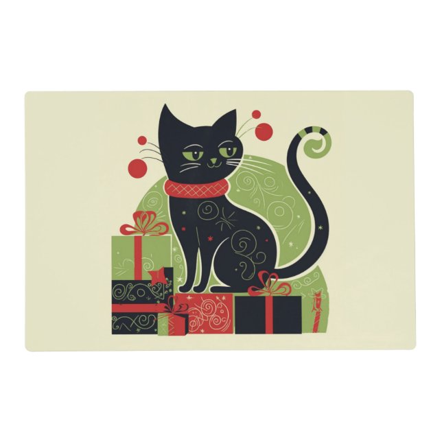 Festive Black Cat Placemat (Front)