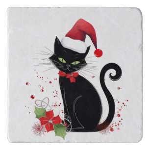 Festive Black Cat Trivet