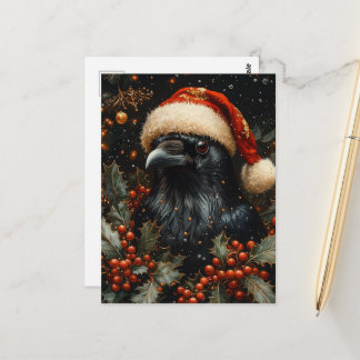 Festive Black Christmas Bird Postcard