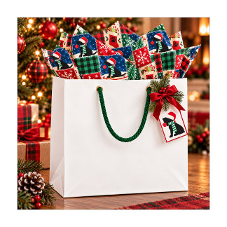Festive Black Lab Christmas Patchwork Quilt Tissue Paper