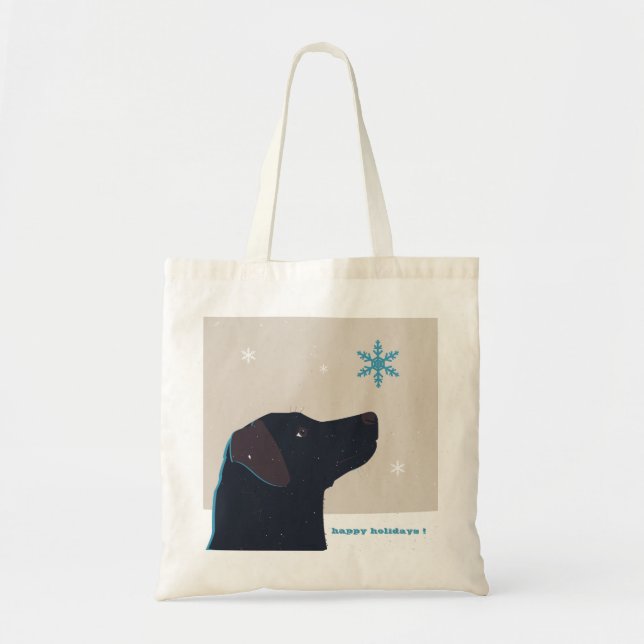 Festive Black Labrador Tote Bag (Front)