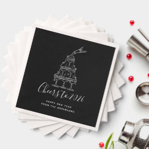 Festive Black New Years Eve Party Paper  Napkins