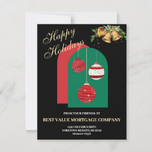 Festive Black Watercolor Business or Corporate Holiday Card