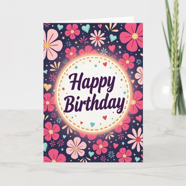 Festive Bloom Birthday Card (Front)