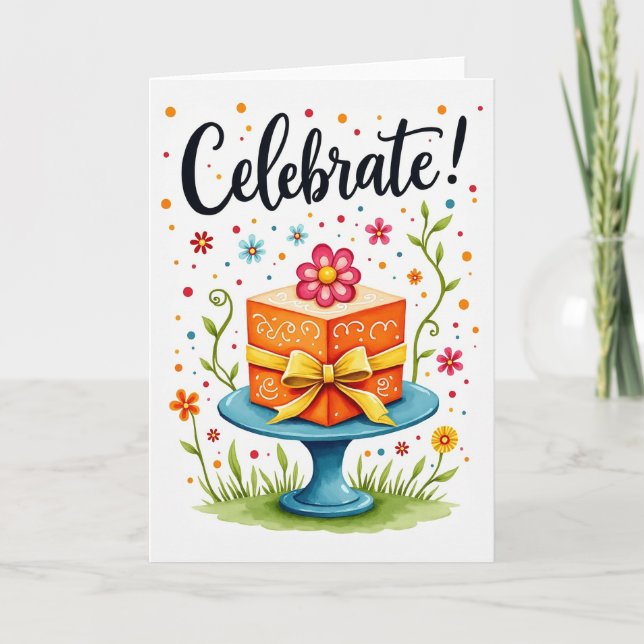 Festive Blossom Birthday Card (Front)