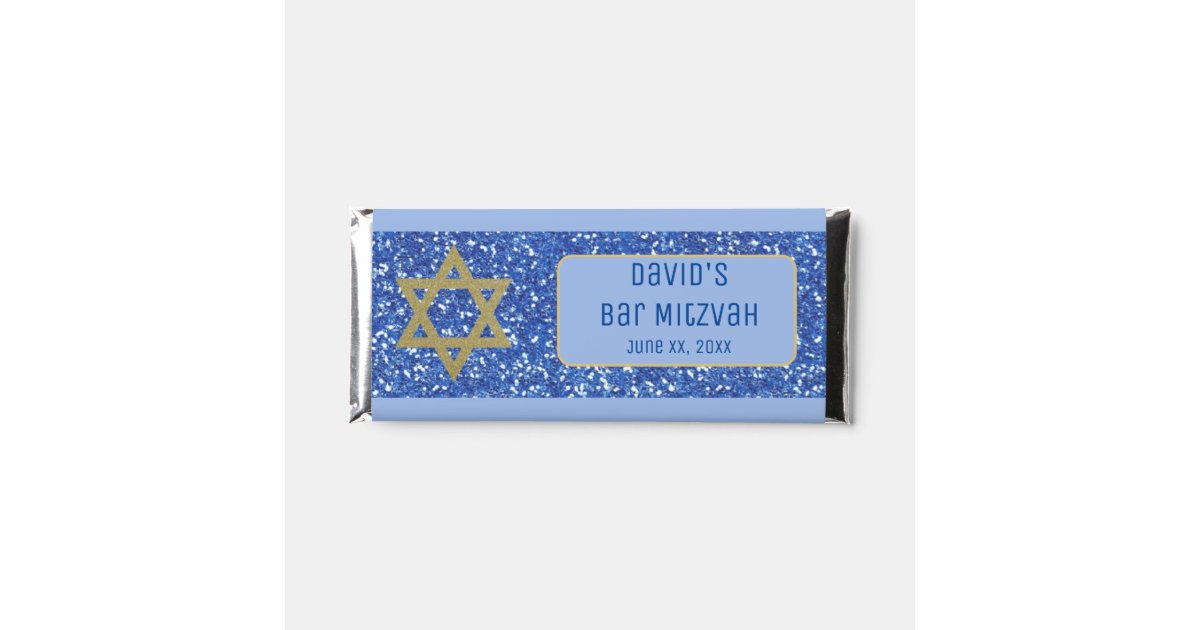 Festive Blue and Gold Star of David Bar | Zazzle