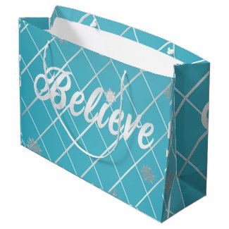 Festive Blue and Silver 'Believe' Holiday 