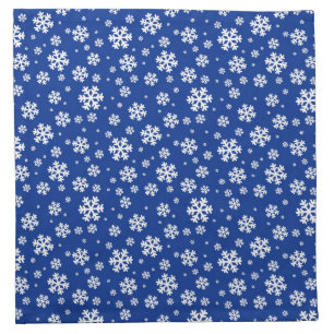 Festive Blue and White Winter Snowflakes Pattern Cloth Napkin