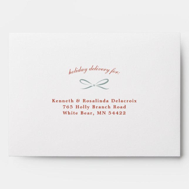 Festive Blue Bow with Custom Photo Liner Envelope (Front)