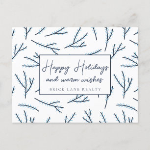 Festive Blue Business Happy Holidays  Holiday Postcard