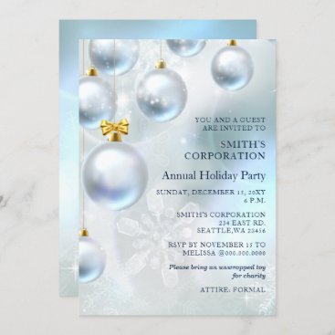 Festive Blue Christmas Corporate Holiday Party  In Invitation