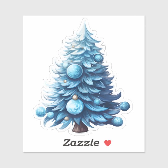 Festive Blue Christmas Tree Decor Sticker (Sheet)
