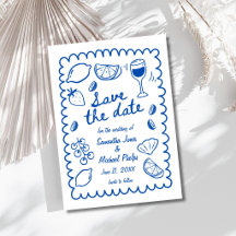 Festive Blue Coastal Wedding Save the Date