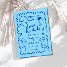 Festive Blue Coastal Wedding Save the Date