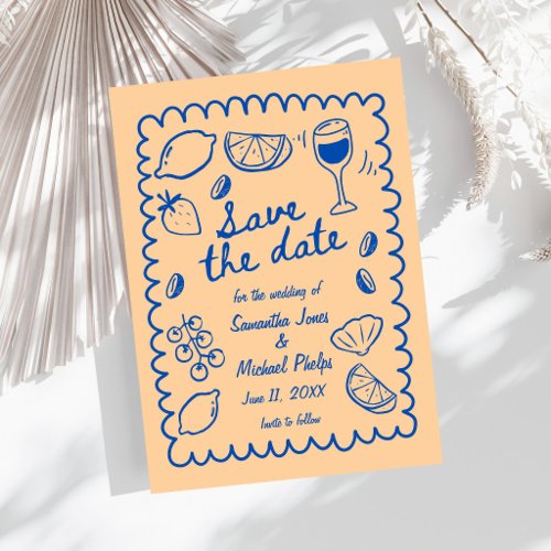 Festive Blue Coastal Wedding Save the Date