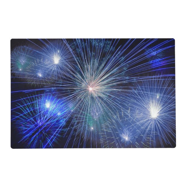 Festive Blue Fireworks Placemat (Front)