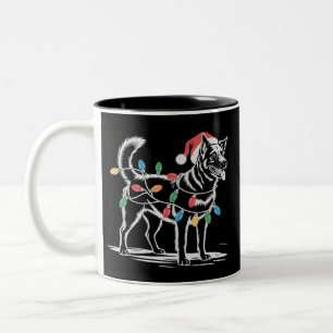 Festive Blue Heeler Christmas Holiday Cattle Dog  Two-Tone Coffee Mug
